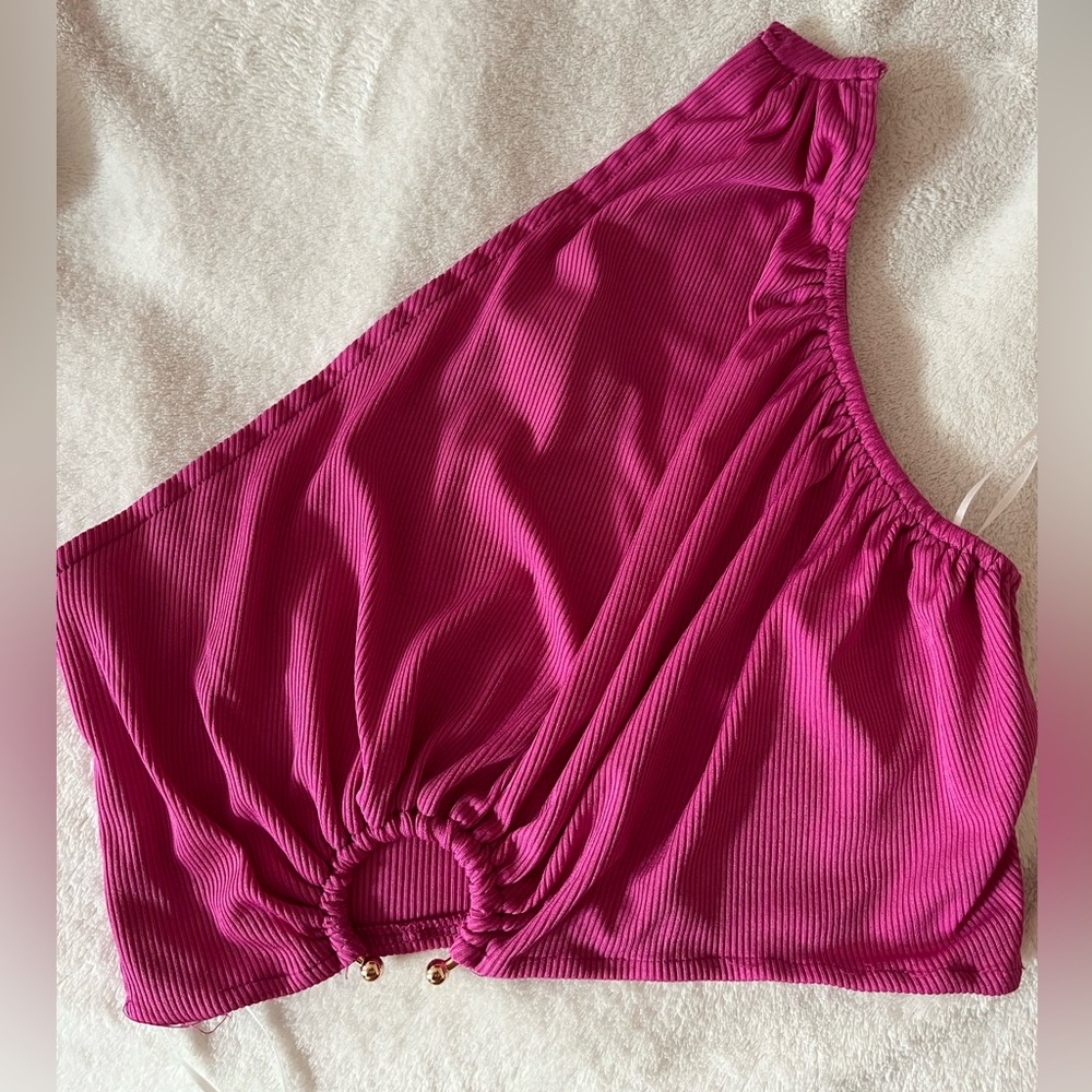 Hello Molly Fuchsia crop Top